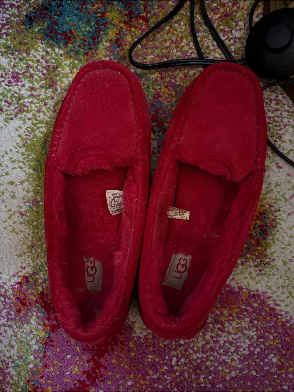 UGG Women's Red Suede Moccasin Slippers